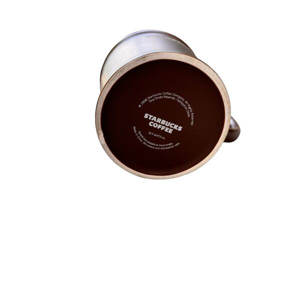 Starbucks Brown and white Coffee Mug / Tea Cup 2008 Large 16 oz - Picture 4 of 5